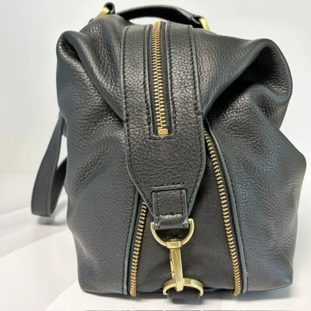 Fossil Preston Satchel Black Pebbled Leather Shoulder Bag NWT ZB6605001 Dust Bag
